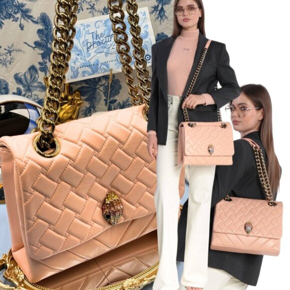 🆕 KURT GEIGER LONDON 🧿 NWOT Large Kensington Long Flap East West Bag, Peach